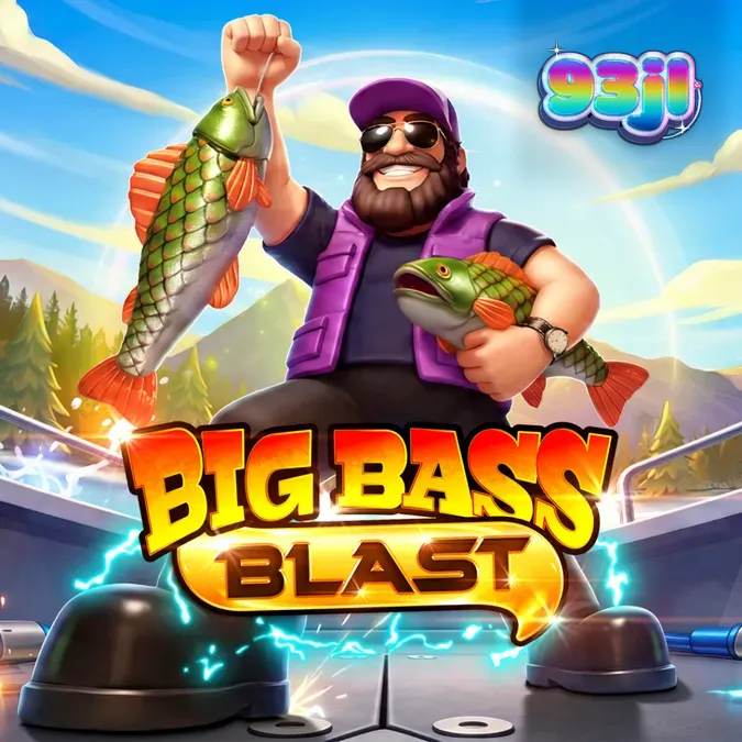Big Bass Blast slot machine interface na may fishing theme at makukulay na graphics